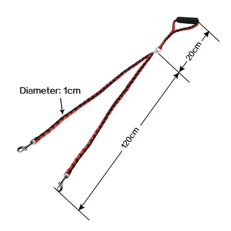 1.4m Pet Double Leash 2 Way Couplers Dog Leash Rope