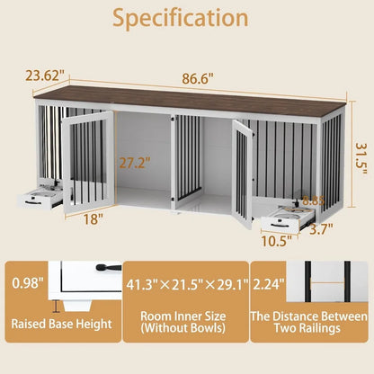 86.6" Heavy Duty Wooden Dog Kennel